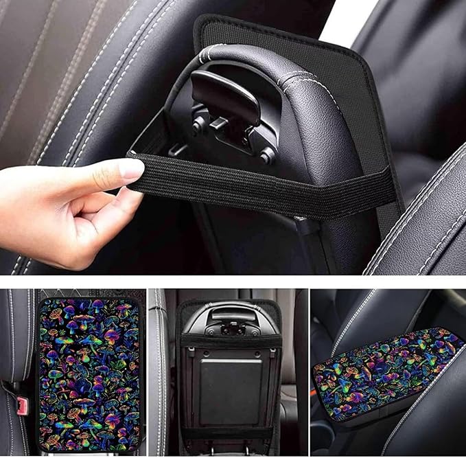 Cute Mushroom Car Armrest Cover Center Console Pad, Universal Armrest Cover for SUV Truck, Auto Accessories for Women Men