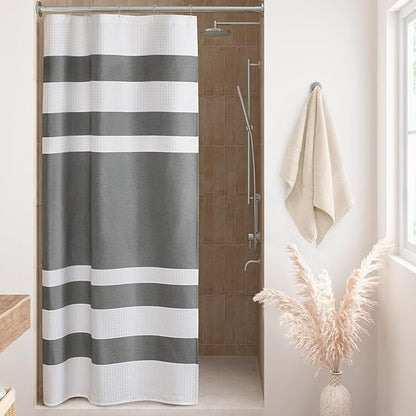Madison Park Shower Curtain Spa Waffle Weave Stall Shower Curtain for Bathroom 3M Scotchgard Moisture Management, Spa Quality Modern Shower Curtains for Bathroom, Stall: 36x72'' Charcoal