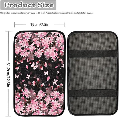 Dreaweet Car Center Console Cover Pink Cherry Blossoms Car Accessories Armrest Cover for Car Truck SUV Sedan for Women,Universal Armrest Cover for Car Center Console