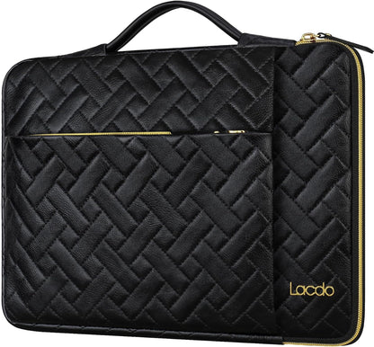 Lacdo 360° Protective Laptop Sleeve Case for 13 inch New MacBook Air M4 A3240 2025, M3 A3113, M2 A2681, M1 A2337 A2179 A1932 2024-2018 | 13 inch MacBook Pro M2/M1 A2338 A2251 A2289 Bag, Elegant Black