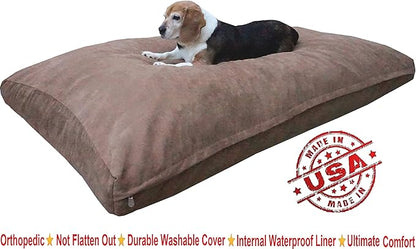 Dogbed4less Jumbo Orthopedic Extreme Comfort Memory Foam Dog Beds for Extra Large Dog, Waterproof Internal Case and Machine Washable External Cover, 55X47 Pet Pillow, Brown