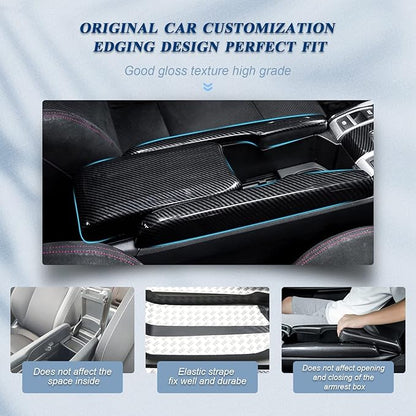 BIBIBO for Honda Civic Carbon Fiber for 10th Gen Civic 2016 2017 2018 2019 2020 2021 Honda Civic Console Armrest Box Cover, Civic Car Interior Arm Rest Cover Civic Armrest Carbon Fiber Cover