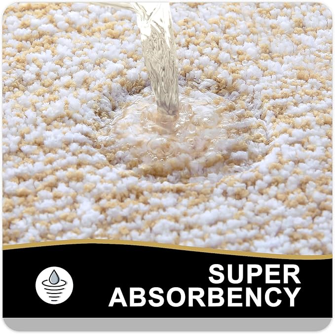 OLANLY Bathroom Rugs 30x20, Extra Soft and Absorbent Microfiber Bath Mat, Non-Slip, Machine Washable, Quick Dry Shaggy Bath Carpet, Suitable for Bathroom Floor, Tub, Shower (Medium, Light Beige)