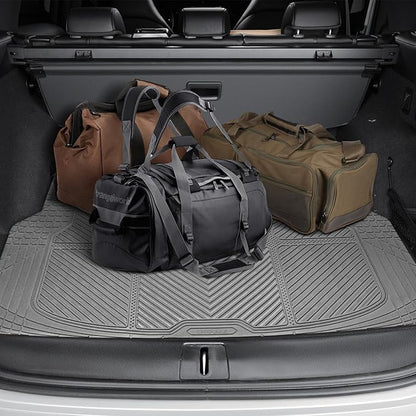 CAR PASS Heavy Duty Rubber Floor Mats Gray Car Mats Full Set with Trunk Cargo Liner - Universal Waterproof Floor Mats for Car SUV Truck, Durable All Weather Automotive Liner Mats (All Gray)