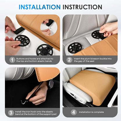 FLORICH Car Seat Extender Leg Extender Support Cushion for Driver Seats Office Chair, Leather Carseat Leg Support for Long Drivers Universal Car Seat Cushion Legs Rest Pads-Brown