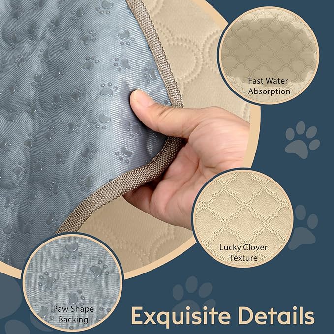 FunFurry Washable Pee Pads for Dogs - 2 Pack Reusable Waterproof Puppy Training Pads, Super Absorbent with Dog Paw Shape Non-Slip Backing (Cream, 36" X 36" - 2 Pack)