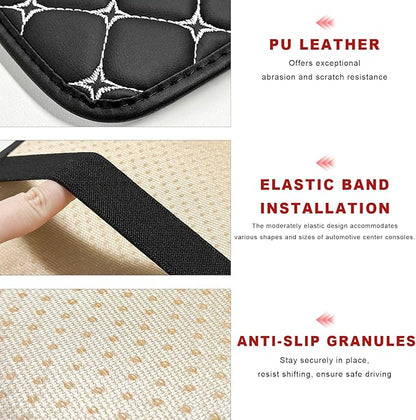 Car Center Console Cushion Pad, Anti-Scratch PU Leather Auto Armrest Seat Box Protector, Waterproof Arm Rest Protection Cover Interior Decoration for SUV Sedan Truck (White)