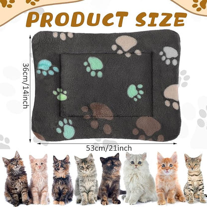 Tuanse 4 Pack Ultra Soft Dog Cat Bed Mat with Cute Prints Reversible Fleece Dog Crate Kennel Pad Cozy Washable Thickened Hamster Guinea Pig Pet Bed Mat for Small Animals(21 x 14 Inches,Black)