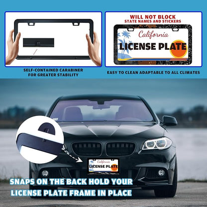 Beautiful Mountains Pattern License Plate Frame Stainless Steel 6 X 12 Inch | Fits US Standard With Screws Rust Resistant For Car Front Rear Decoration Accessories Easy Installation For Cars SUV Truck