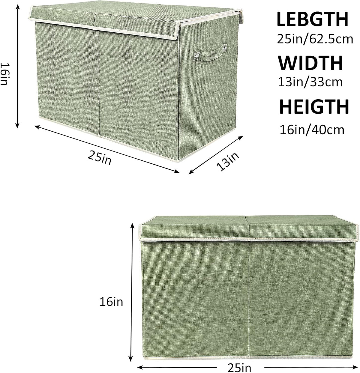 popoly Large Toy Box Chest with Lid, Collapsible Sturdy Toy Bin Storage Organizer Boxes Baskets for Kids, Boys, Girls, Nursery, Playroom, 25"x13" x16"