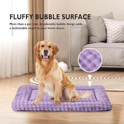 Yaning Dog Bed Mat Crate Pad for Large Dogs, Washable Soft Pet Sleeping Mat Kennel Pad with 3D Bubble Pattern, Dusty Purple, 42"x 28"