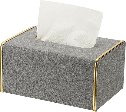 uxcell Tissue Box Cover, Rectangle Modern Tissue Box Holder with Magnetic Closure for Living Room Bedroom Office Hotel Desk (7.5"x5.1"x3.5", Gray)