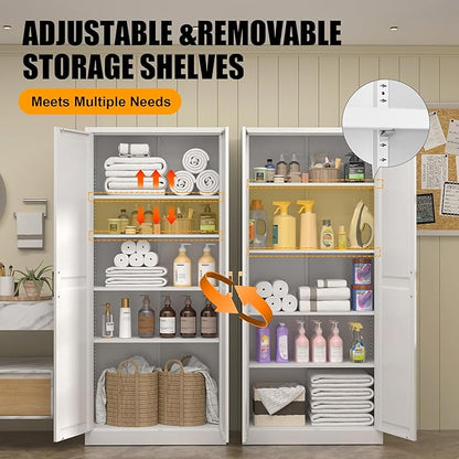 71" Tall Metal Storage Cabinet, Kitchen Pantry Storage Cabinets