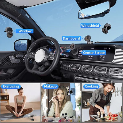 Upgraded Vacuum Magnetic Phone Holder For Car,360° Adjustable Suction Cup Phone Mount For Magsafe,92lbs Foldable Cellphone Holder For Car/Gym/Mirror/Kitchen With Iphone Android And All Smartphones