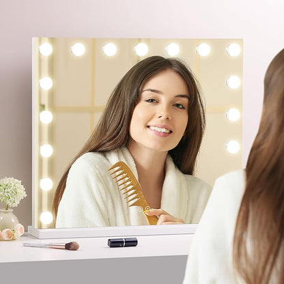 Vanity Mirror with Lights, Makeup Mirror with 17 Dimmable LED Bulbs, 3 Color