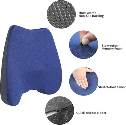 Car Seat Cushion for Driving, Ergonomic Memory Foam Car Seat Pad for Sciatica Pain Relief, Car Seat Cushion Pad for Driving Seat Office Chair, Blue
