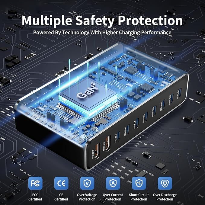 800W GaN3 10-Port USB-C Charging Station