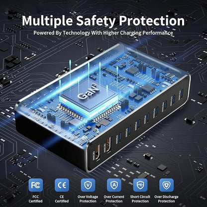 800W GaN3 10-Port USB-C Charging Station