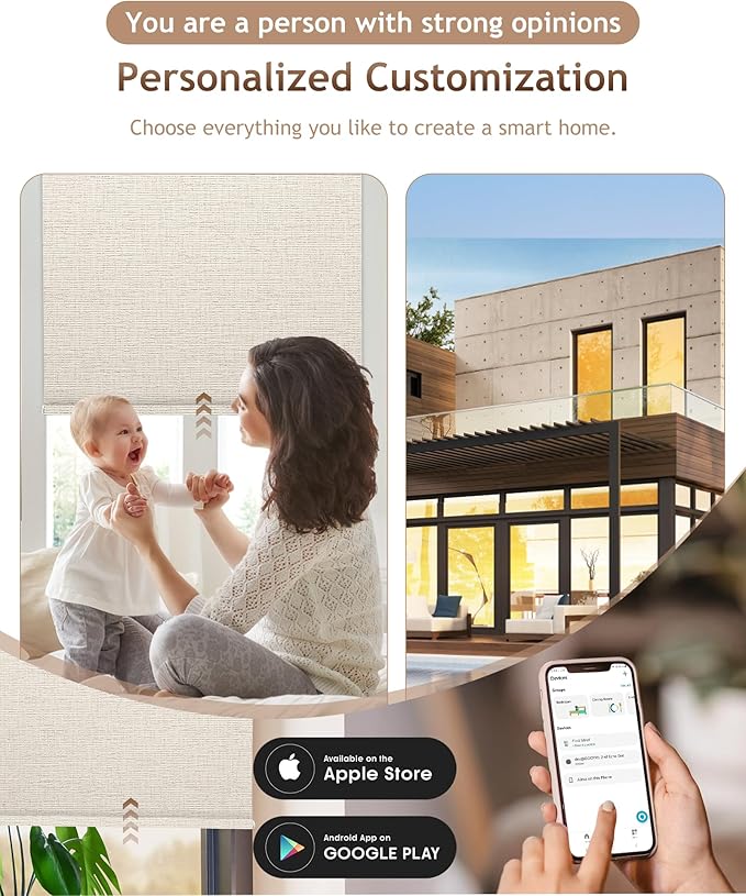 Kincmo Motorized Blinds with Remote, 100% Blackout Motorized Roller Shades Work