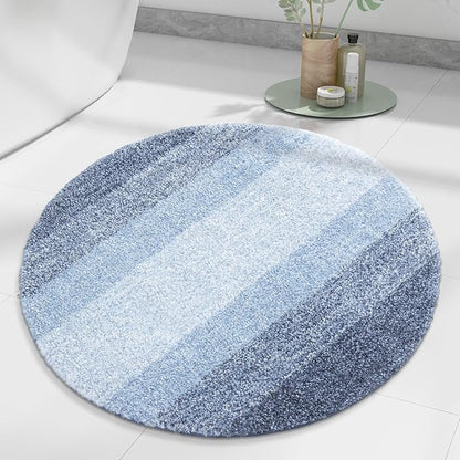 Arotive Microfiber Bathroom Rugs, Shaggy Soft and Absorbent Bath Rug, Non-Slip, Thick Plush Machine Washable Dry Bath Mats for Bathroom, Tub and Shower, 30x30, Light Blue, Round