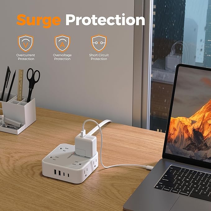 TESSAN Surge Protector Power Strip, 5 FT Extension Cord