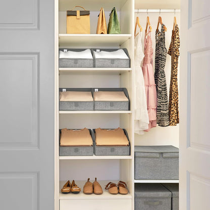 GRANNY SAYS Closet Storage Bins, Clothes Organizer and Storage Bins, Trapezoid Storage Boxes with Handles, Storage Baskets for Shelves, Dark Gray, Medium, 3-Pack