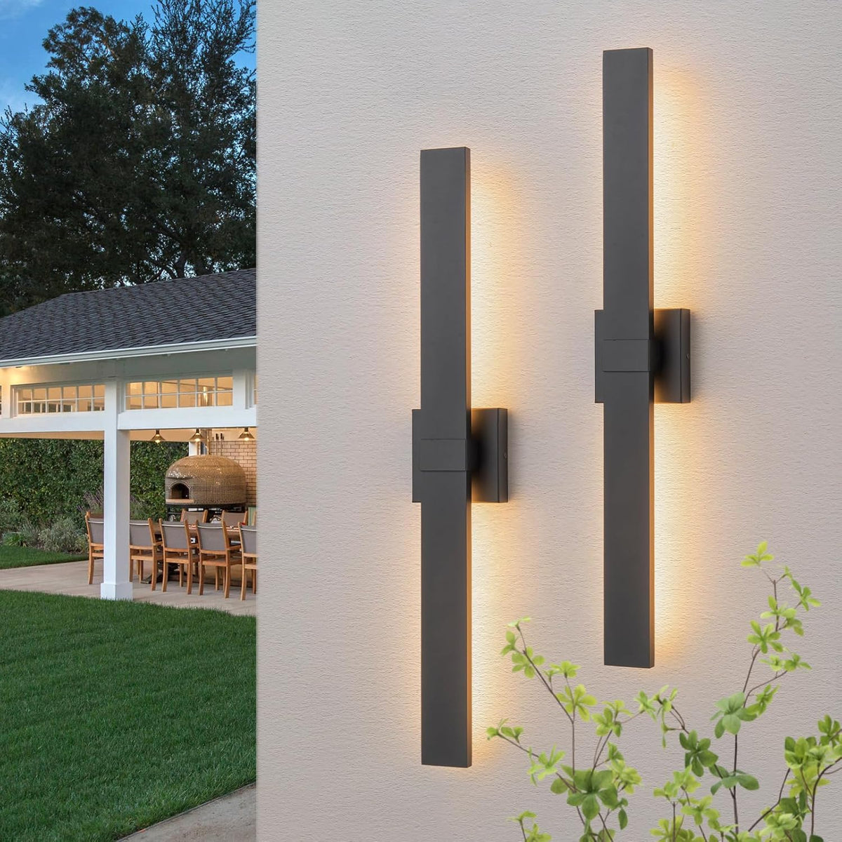 2-Packs Modern Outdoor Wall Lights 31.5" Long LED Outdoor Sconce Lights, Black Linear Exterior Wall Lighting for Porch & Patio Garage Entrance