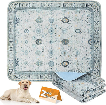 KOOLTAIL Washable Pee Pads for Dogs,2 Pack Super Absorbent Reusable Puppy Training Pads Waterproof, Nonslip and Leak-Proof Dog Pee Pads, Large Pet Mats Whelping Pads for Floor, Crate, Couch 36*41"