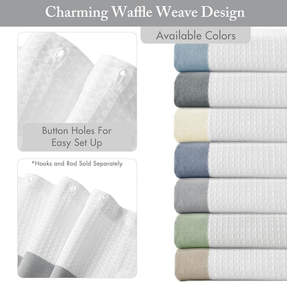 Madison Park Shower Curtain Waffle Weave Striped Pieced Design Fabric Shower Curtain with 3M Scotchgard Moisture Management Premium Spa Quality Modern Shower Curtains for Bathroom Stall 54"x78" Grey