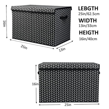 Mayniu Large Toy Box Chest with Lid, Kids Toy Storage Organizer Bins Basket for Living Room, Nursery, Closet, Bedroom, Playroom 25"x13" x16" (Black)