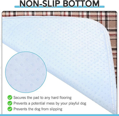 ESGPET Washable Pee Pads for Dogs - 18”x24” 8PCS, Whelping Pad for Puppy Training, Playpen Crate Bed Floor Protector, Reusable Dog Potty Pads Non-Slip, Super Absorbent & Odor Controlling, Brown Plaid