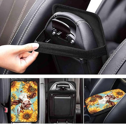 Sunflower Cow Black Arm Rest Cushion Pads for Vehicle Arm Rest Cushion Pads Anti-dust Dog & Cat Paws Protector for SUV/Truck/Vehicle Decor
