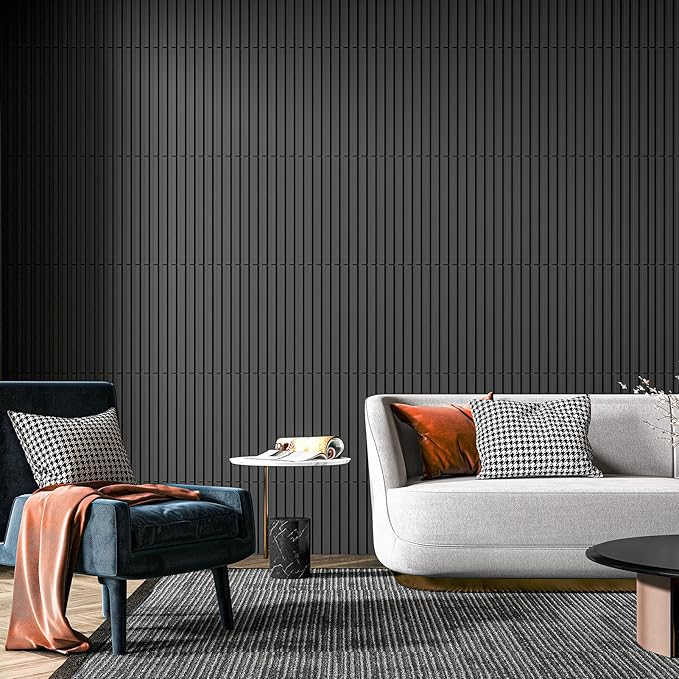 Art3d Slat Wall Panel, 3D Fluted Textured Panel 12-Tile 19.7 x 19.7in.