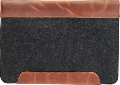 MegaGear Genuine Leather and Fleece MacBook Bag Laptop Sleeve for MacBook Pro and MacBook Air Case - 16 Inch - 15 Inch - 15.5 Inch (M4, M3, M2, M2, M1, Pro & Max) 2020 to 2024 Models