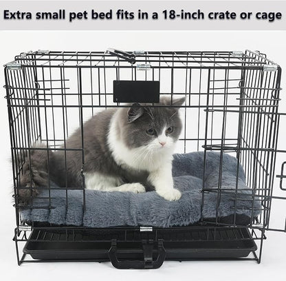 Dog Crate Bed 18 x 12 Washable Dog Beds for XX-Small Dogs Deluxe Thick Soft Fluffy Comfy Kennel Pad Anti-Slip & Anti-Scratch Pet Sleeping Mat for Cats and Extra Small Dogs Breeds,18 Inch,Dark Grey
