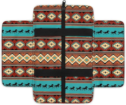 Armrest Cover Center Console Pad for Cars with Pockets, Aztec Horse Cars Interior Accessories for Women Men, Armrest Protector Fit Most Auto Vehicle, SUV, Truck Arm Rest Box
