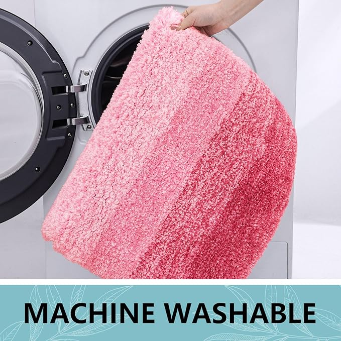 Arotive Microfiber Bathroom Rugs, Shaggy Soft and Absorbent Bath Rug, Non-Slip, Thick Plush Machine Washable Dry Bath Mats for Bathroom, Tub and Shower, 54x24, Pink, Rectangular