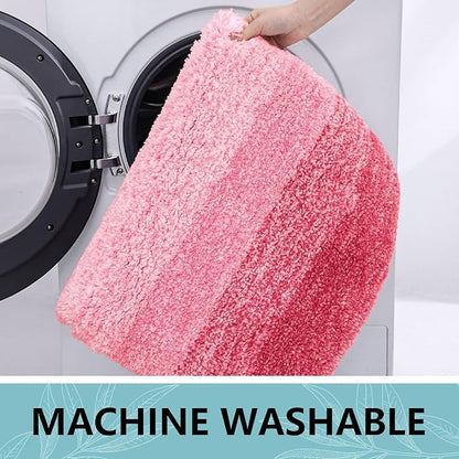 Arotive Microfiber Bathroom Rugs, Shaggy Soft and Absorbent Bath Rug, Non-Slip, Thick Plush Machine Washable Dry Bath Mats for Bathroom, Tub and Shower, 54x24, Pink, Rectangular