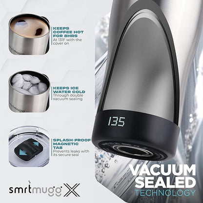 X Heated Coffee Mug 19 oz., 8 Hour Battery Life, Self-Heating, Adjustable Temp