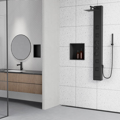 Achelous Stainless Steel Insert Shower Niche 12" X 12", No Tile Needed, Recessed Shower Shelf Organizer, Matte Black