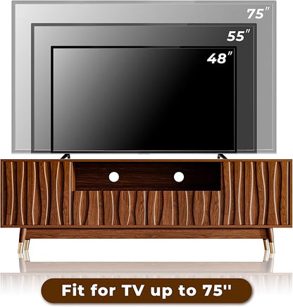 ATJafurn 66‘’ Brown Walnut Finish TV Stand