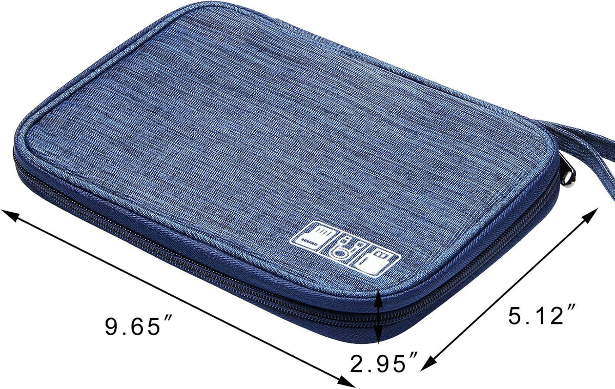 SELLYFELLY Travel Electronics Organizer Portable Cable Organizer Bag for Storage Electronic Accessories Case for Cord,Phone,Charger,Flash Drive (Navy Blue)