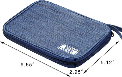 SELLYFELLY Travel Electronics Organizer Portable Cable Organizer Bag for Storage Electronic Accessories Case for Cord,Phone,Charger,Flash Drive (Navy Blue)