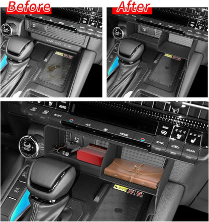 SMABEE Center Console Organizer for 2024 2025 2026 Toyota Land Cruiser Prado 250 Accessories Interior ABS Center Console Organizer Storage Box Tray Insert Black