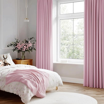 Beauoop Pink 100% Blackout Curtains 63 Inch Long 2 Panels