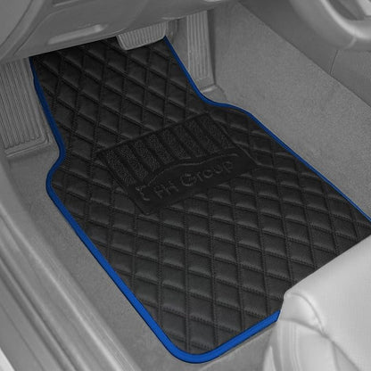 FH Group Universal Fit Diamond Pattern Faux Leather Automotive Floor Mats fits Most Cars, SUVs, and Trucks Blue