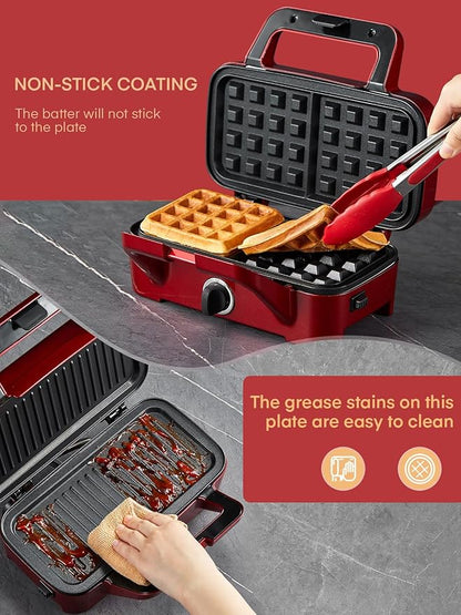 FOHERE Waffle Maker 3 in 1 Sandwich Maker 1200W Panini Press
