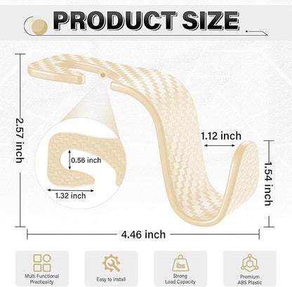 SINGARO Universal 2 Pack Car Seat Headrest Purse Hook, Carbon Fiber Back Seat Hook Storage Organizer Hanger for Purse Handbag Coat, Car Interior Accessories(Beige)