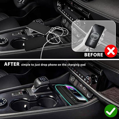KEWISAUTO Wireless Charger for 2021-2024 Nissan Rogue S, SV, SL, Center Console Charging Panel Fast Phone Charger Pad for Nissan Rogue T33 S, SV, SL, Platinum 2021 2022 2023 2024 Accessories