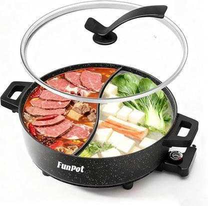 6L Electric Hot Pot with S-Shape Dual-Divider, Smart Temperature Control